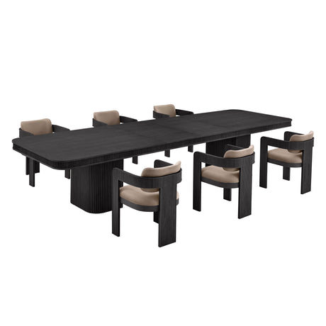 Dinsmore 160" Mid Century Modern Fluted Rectangle Dining Table - front view