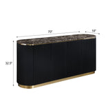 Trandell 70" Modern Glam Faux Marble Top Fully Assembled Sideboard - side view