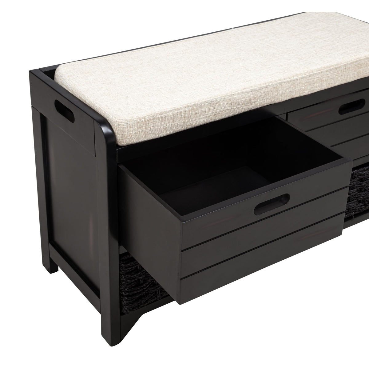 Delport 32" Transitional Modern Wooden Storage Bench - detail view