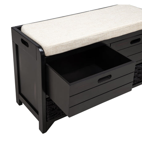 Delport 32" Transitional Modern Wooden Storage Bench - detail view
