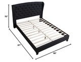 New Tufted with Wingback Platform Bed Black Queen - front view