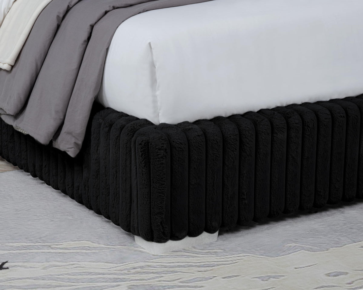 Uphoria Rabbit Velvet Modern Upholstered Eastern King Bed - back view