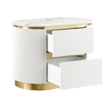 Trandell 22" High Modern Glam Faux Marble Top Nightstand - room setting