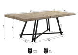 Manhattan 84" Transitional Rectangle Dining Table, Black Metal Trestle Base - side view