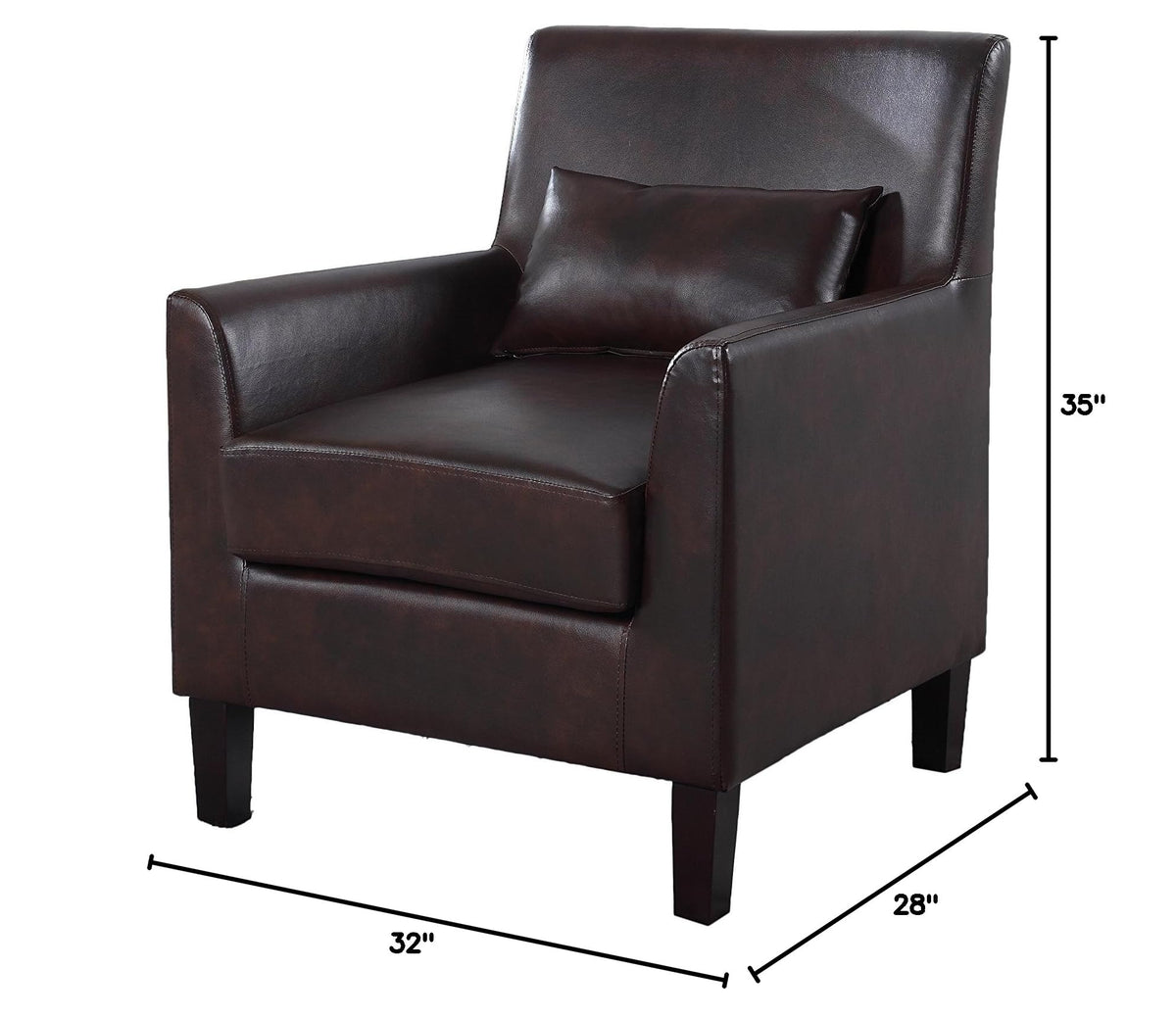 Modern Faux Leather Espresso Accent Chair - detail view