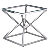 Emerson 22" Side Table, Clear Glass Top in Silver
