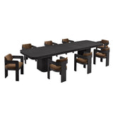 Dinsmore 160" Mid Century Modern Fluted Rectangle Dining Table - side view