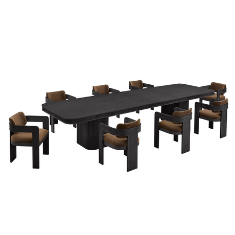 Dinsmore 160" Mid Century Modern Fluted Rectangle Dining Table - side view