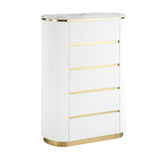 Trandell 51" High Modern Glam Faux Marble Top 5-Drawer Chest