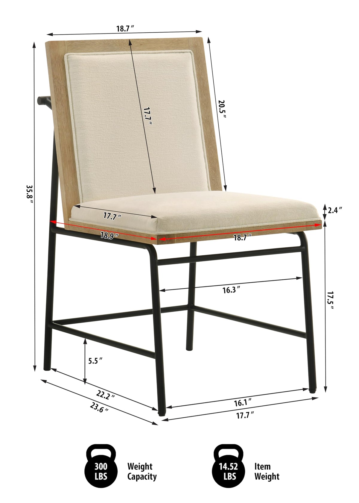 Bristol Mid-Century Modern Dining Chairs - side view