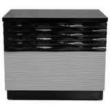 Romania 18" Modern 2-Drawer Bedroom Nightstand with Black Lacquered Frame, Geometric Top Drawer… - side view