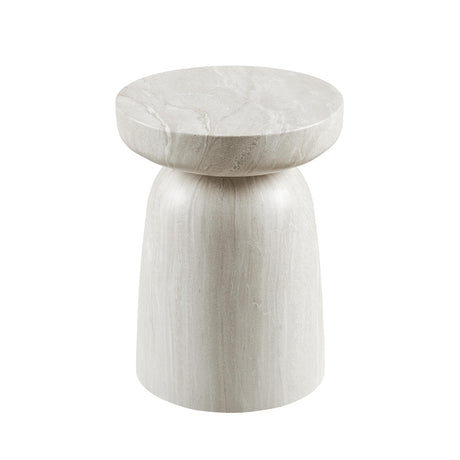 Vyn 14" Modern Round Side Table Concrete Tavertine Finish - detail view