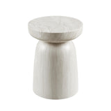 Vyn 14" Modern Round Side Table Concrete Tavertine Finish - detail view - Cloud
