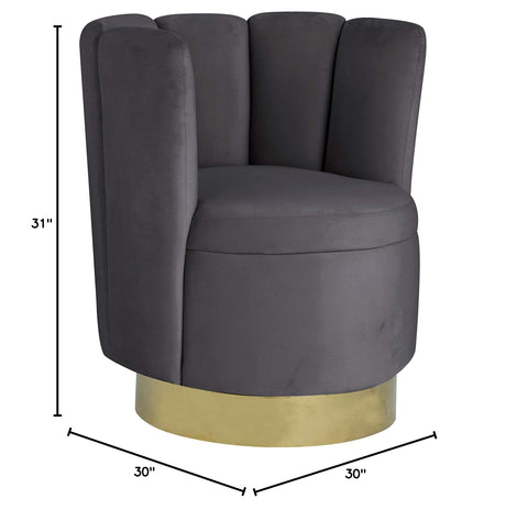 Modern Velvet New Swivel Accent Chair in Grey - side view