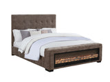 Umeria Upholstered Bed Frame with 53" Tall Headboard, King, Button Tufted Headboard and Footboard in Grey Chenille