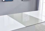 Alaskan Extendable High Gloss Wood Dining Table in White/Gray - front view