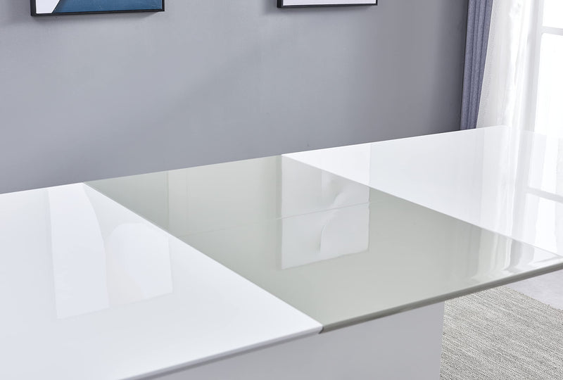 Alaskan Extendable High Gloss Wood Dining Table in White/Gray