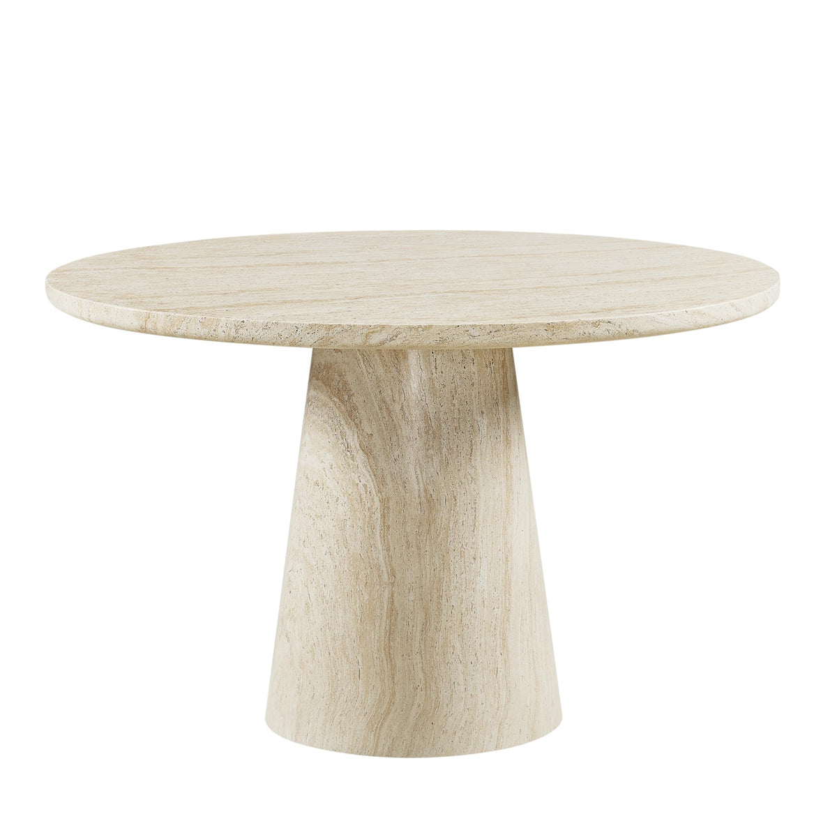 Vyn 48" Modern Round Dining Table Concrete Tavertine Finish