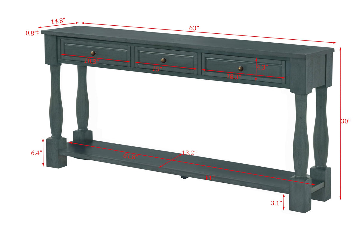 Delphina 63" Rectangular Transitional Console Table -Deep Sea Dive - side view