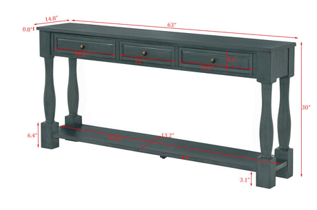 Delphina 63" Rectangular Transitional Console Table -Deep Sea Dive - side view