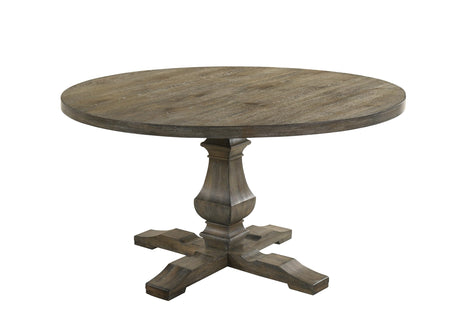 Newark 5-Piece Transitional Round Dining Set, Kitchen or Dining Room Furniture in Reclaimed… - back view