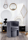 Seager Gray Velvet Round Arm Chair with Ottoman - front view