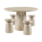Vyn 14" Modern Round Side Table Concrete Tavertine Finish - detail view