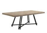 Manhattan 84" Transitional Rectangle Dining Table, Black Metal Trestle Base