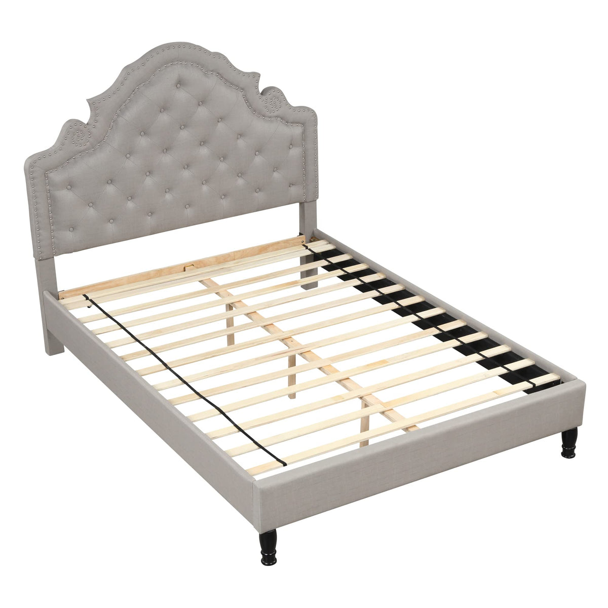 Ilena Upholstered Fabric Platform Bed, California King in Grey - detail view