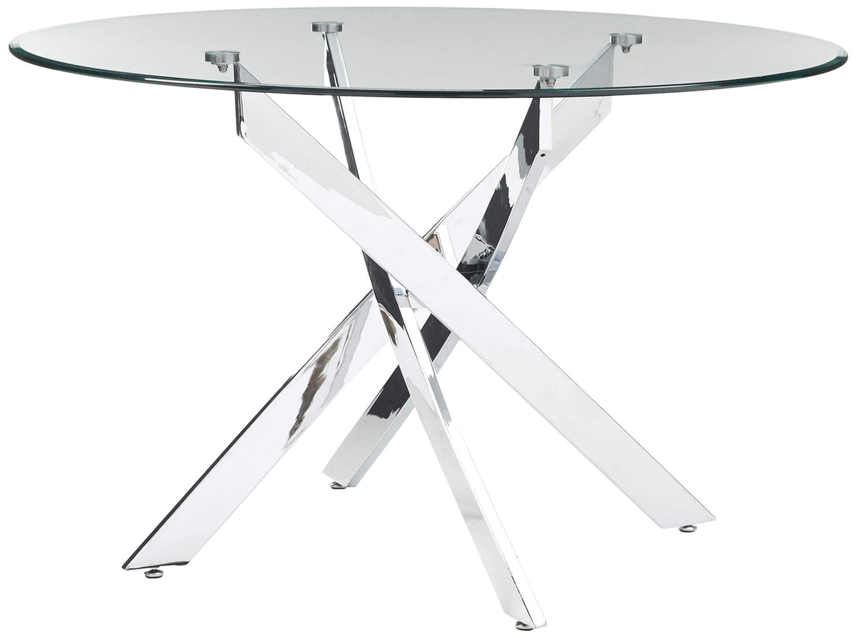 Mirage 5 Pcs Glass Top Modern Dining Set in White - detail view