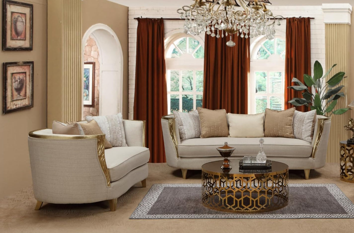 Cora Gold Sofa & Loveseat Set — collection view; check selected pieces