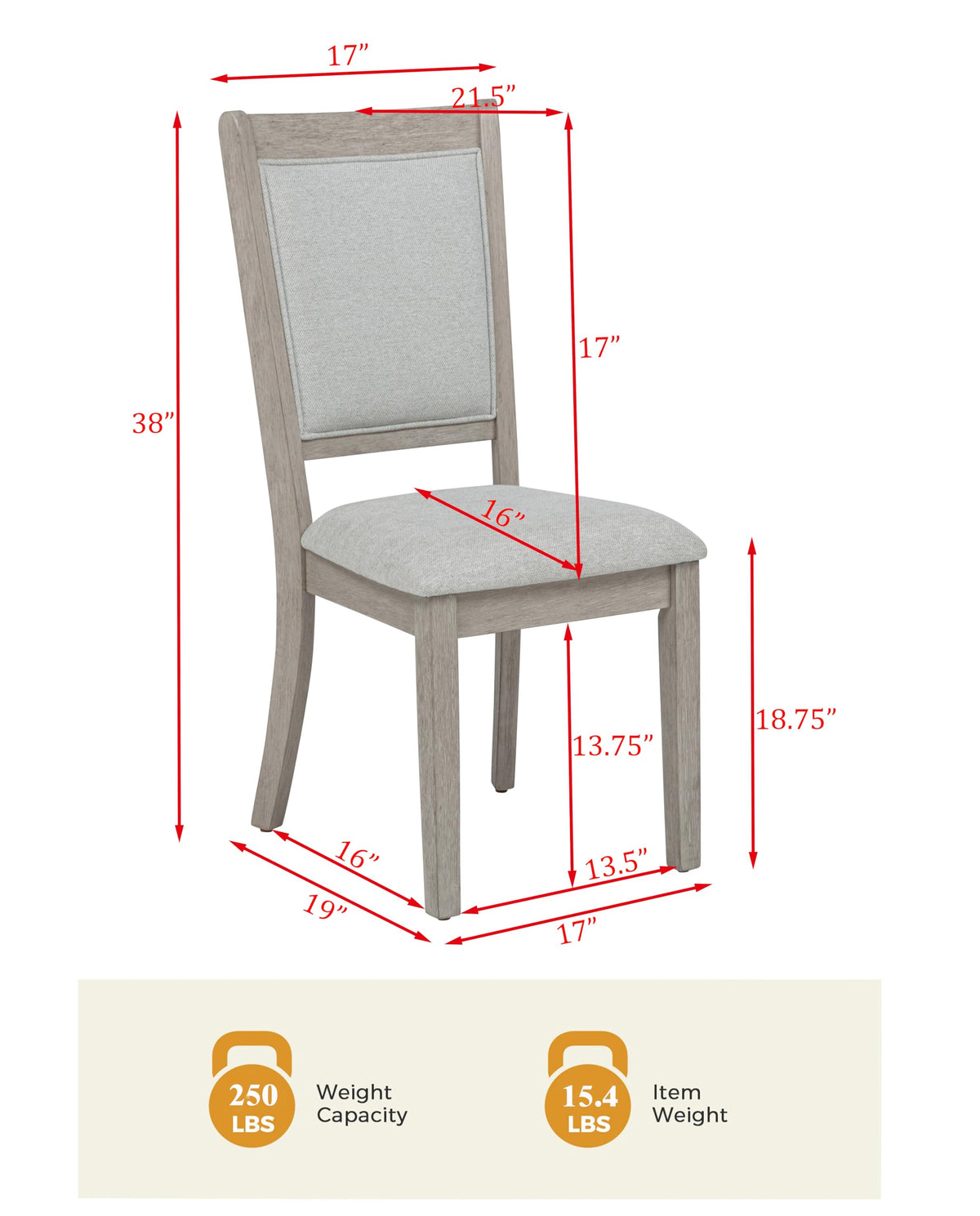 Timbria Transitional Dining Chairs with Cushioned Seat and Back - side view