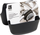 Umbra Saddle Sink Caddy – Flexible Rubber Kitchen Sink Sponge Holder & Dish Brush Organizer, Black