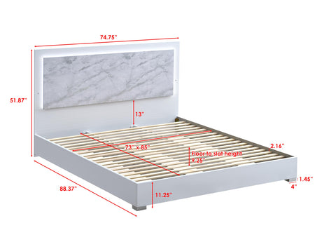 Luna 88.5" California King Bed Frame, White Lacquered Gloss - side view