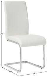 Mirage 5 Pcs Glass Top Modern Dining Set in White - back view