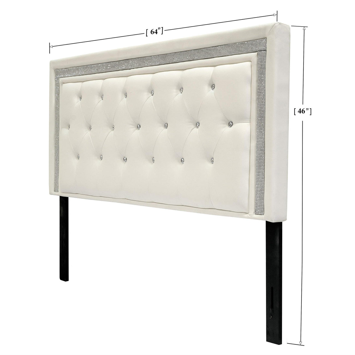 Hope Tufted Vinyl Upholstered Headboard, Queen/Full in White - front view