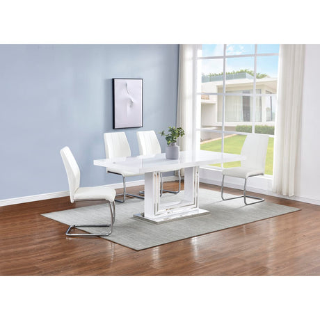 Upholstered Contemporary Faux Leather Side Chairs White - front view