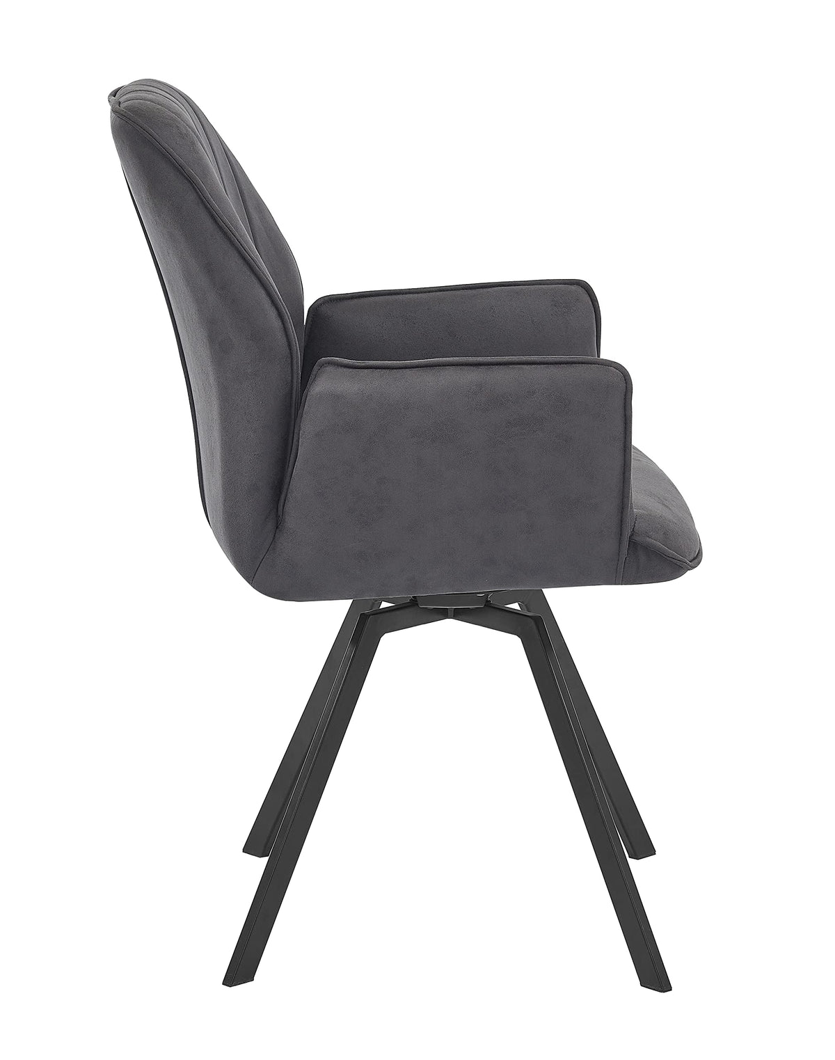 Chidimma 19" Swivel Dining Arm Chair in Gray - angle view