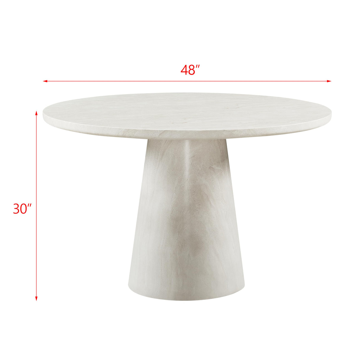 Vyn 48" Modern Round Dining Table Concrete Tavertine Finish - side view