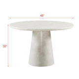 Vyn 48" Modern Round Dining Table Concrete Tavertine Finish - side view