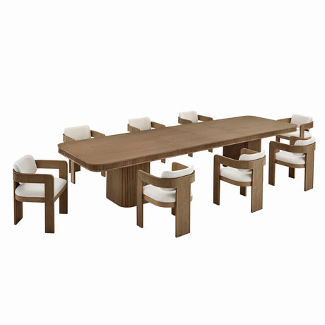 Dinsmore 160" Mid Century Modern Fluted Rectangle Dining Table - room setting