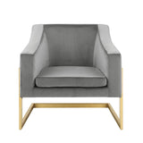 Contemporary Velvet Club Chair in Grey - detail view