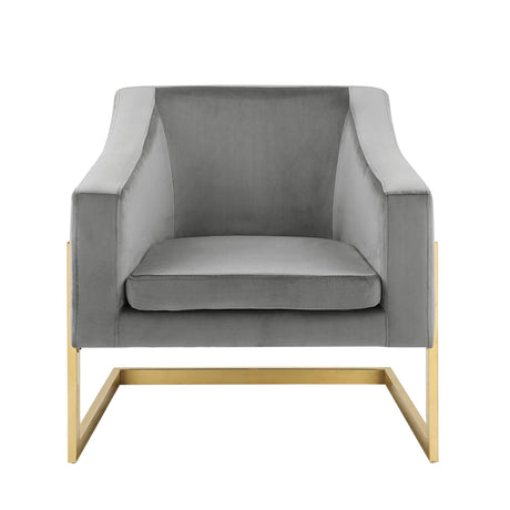Contemporary Velvet Club Chair in Grey - detail view