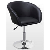 Faux Leather Swivel Coffee Chair in Red/Chrome Legs - detail view
