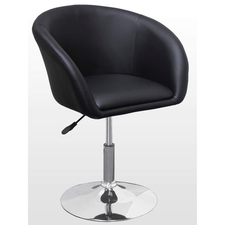 Faux Leather Swivel Coffee Chair in Red/Chrome Legs - detail view