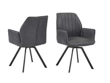 Chidimma 19" Swivel Dining Arm Chair in Gray