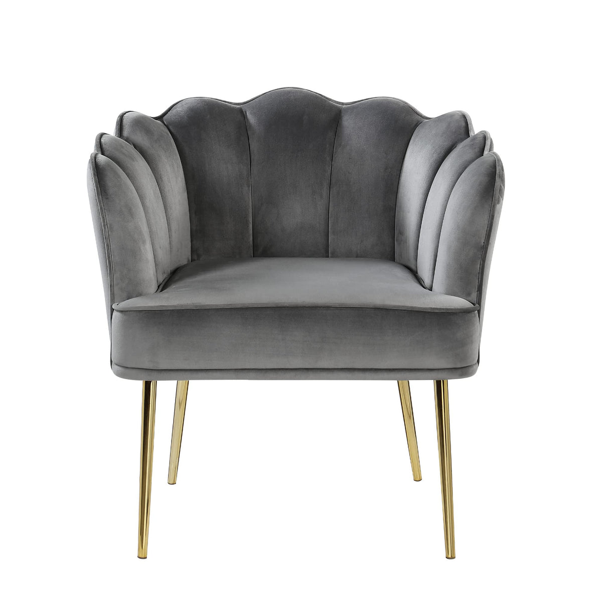Jayleen Velvet Wide Barrel Chair in Grey - detail view