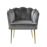 Jayleen Velvet Wide Barrel Chair in Grey - detail view