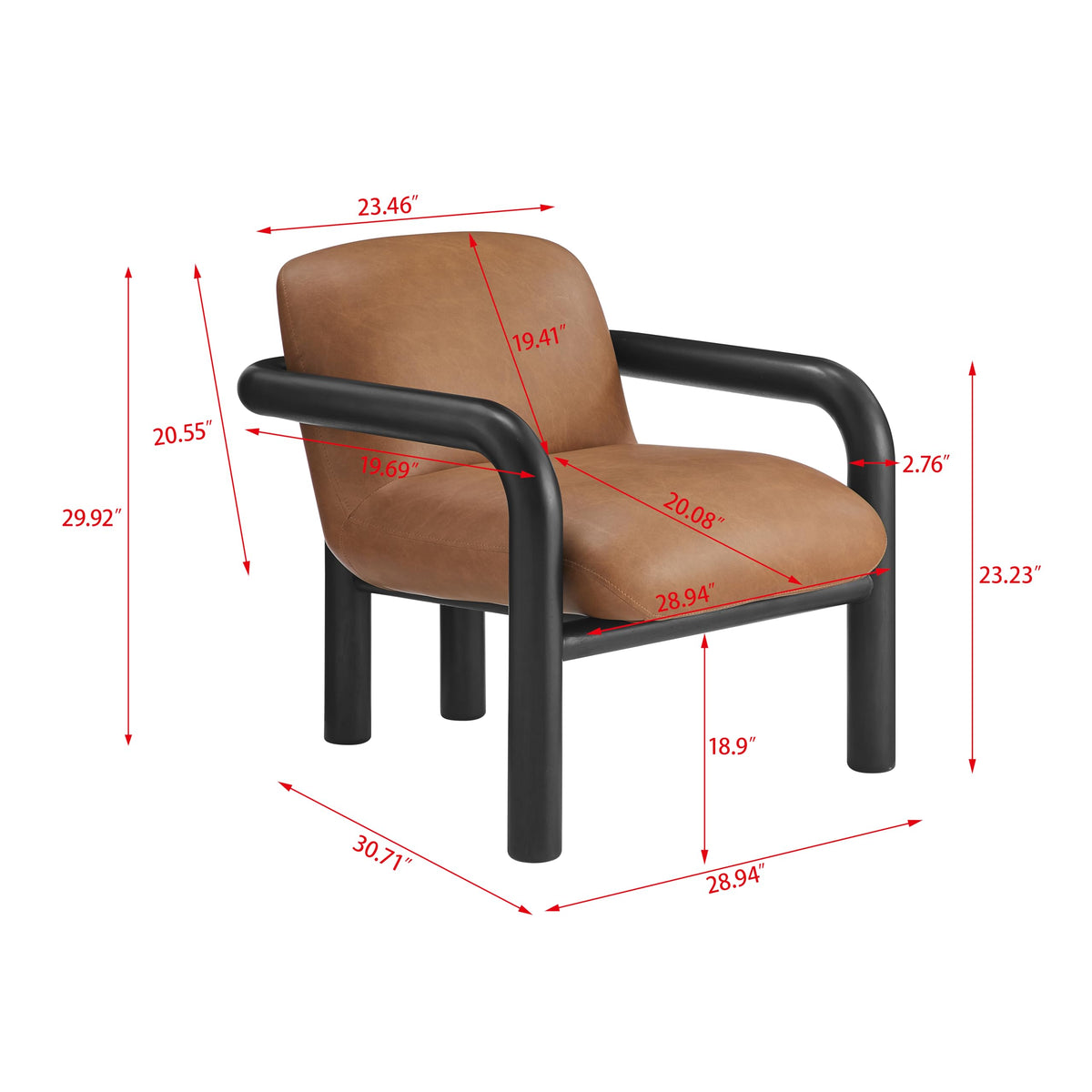 Tapporo Mid-Century Modern Accent Chair in Black - side view