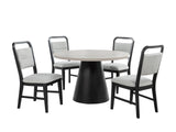 Timaro 5-Piece Round Transitional Dining Set, Wood Grain Finish in Gray/Black